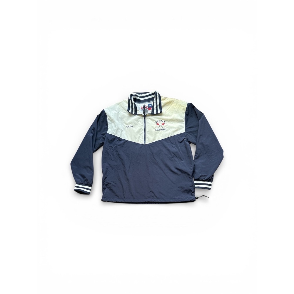 Game Sportswear Tartan Lacrosse Jacket Pullover Anorak Navy Cream M